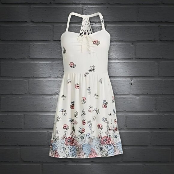 No Boundaries Sundress Empire Lace Back and Halter Straps Floral Junior L NWT - Picture 4 of 9